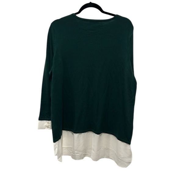 Susan Graver QVC green rayon nylon sweater with feather weave combo 1X - Picture 2 of 7